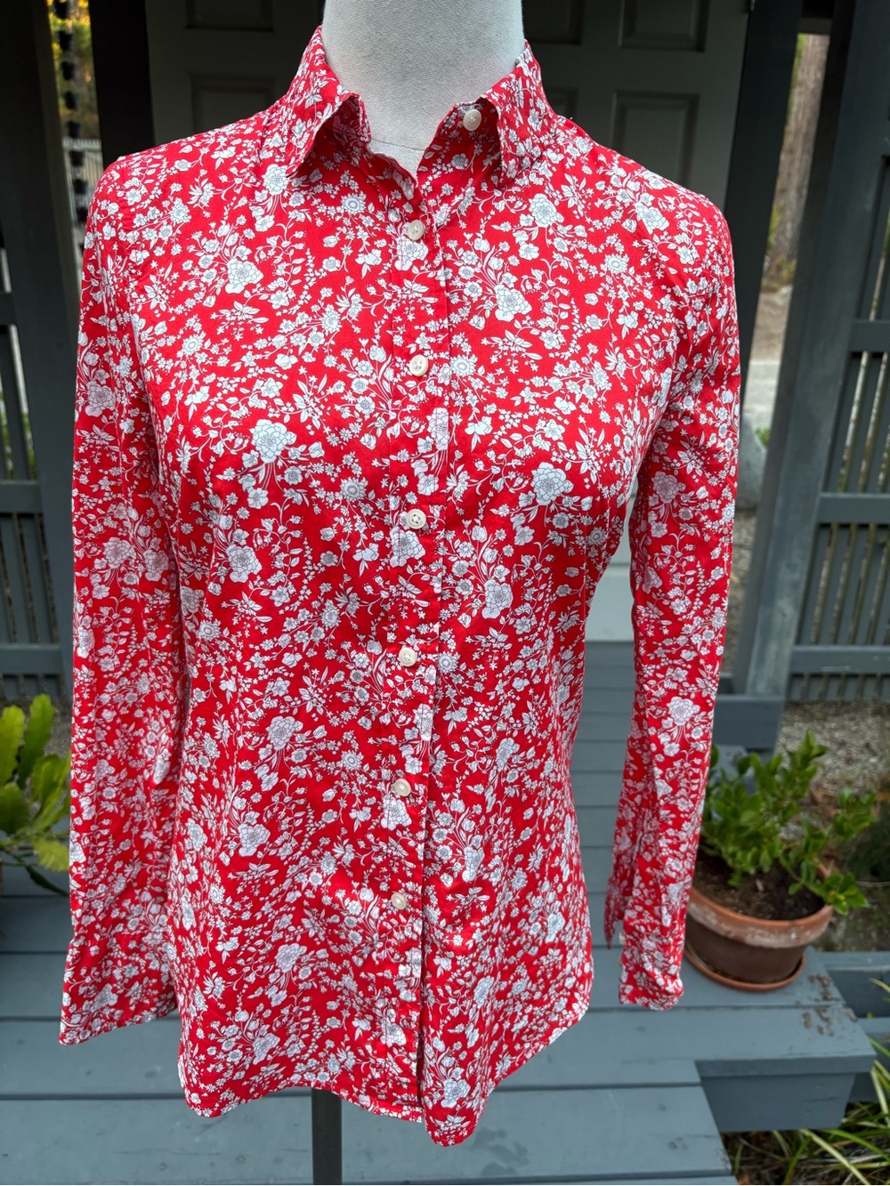Liberty of London Orange Floral Button Up Shirt